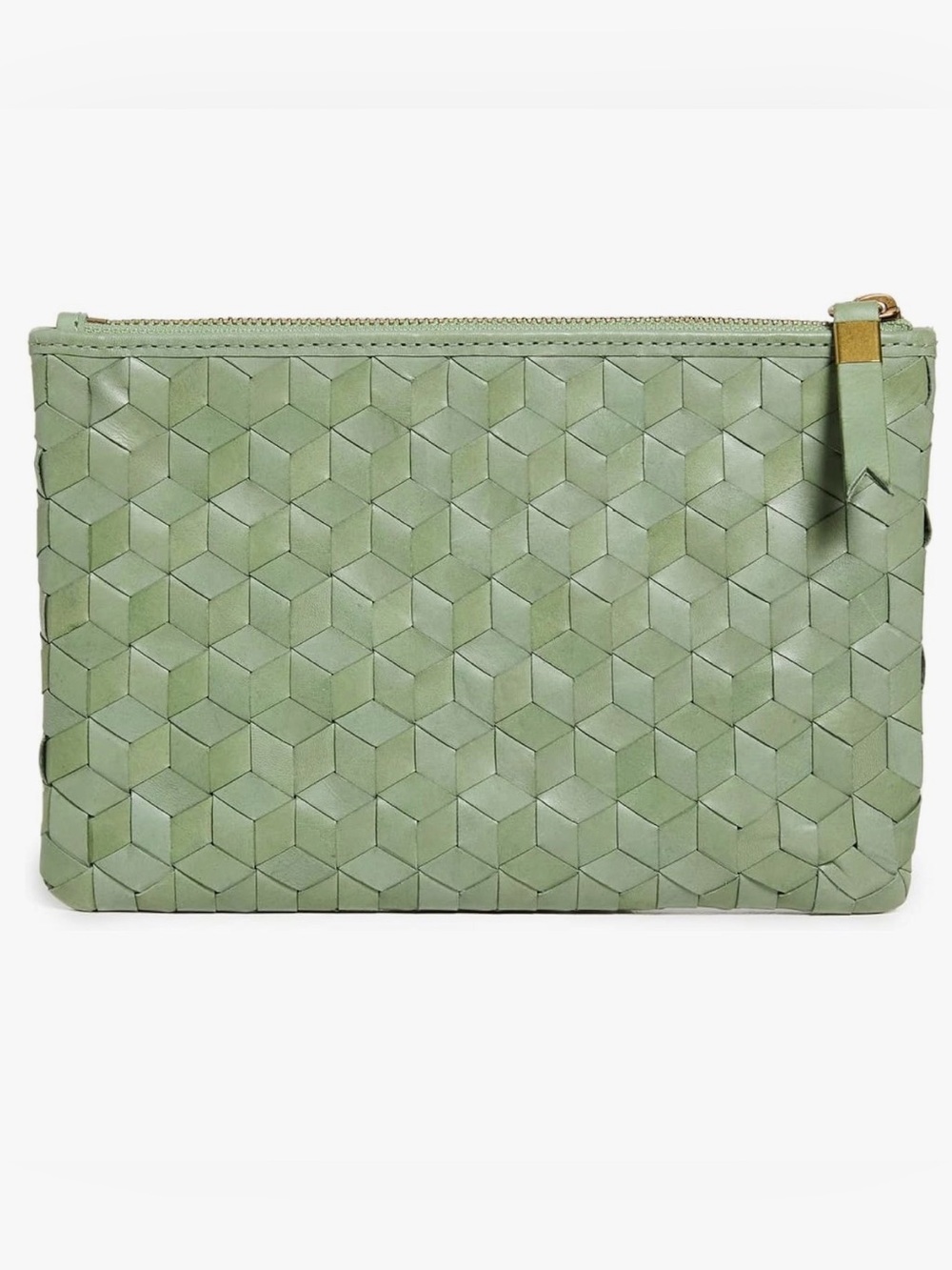 Madewell Green Woven Leather Clutch